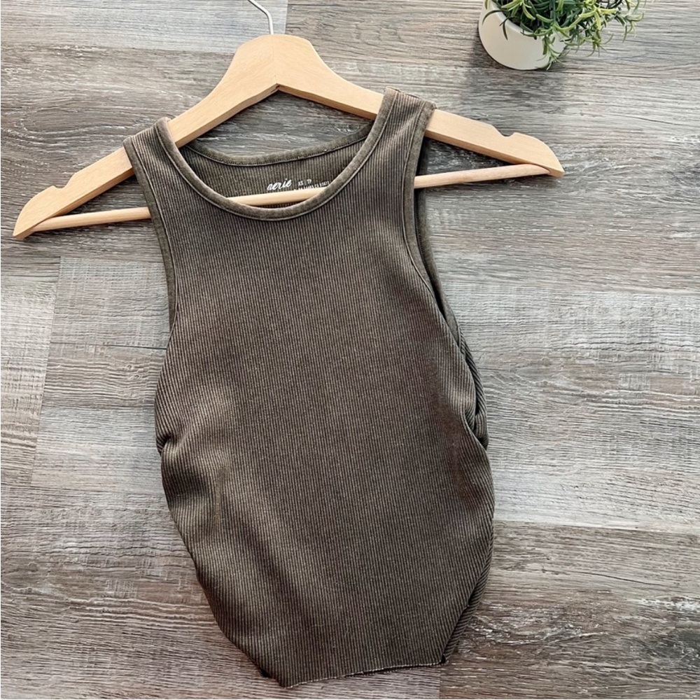 aerie Olive Green Ribbed Tank Top